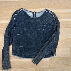 Love, Fire Frayed Denim Top